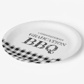 Abschluss-Grillfest Gingham Pappteller (Schrägansicht)