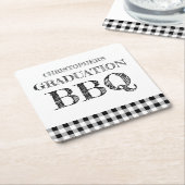 Abschluss-Grillfest Gingham Rechteckiger Pappuntersetzer (angewinkelt)