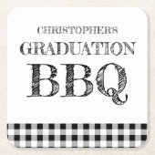 Abschluss-Grillfest Gingham Rechteckiger Pappuntersetzer (Vorderseite)