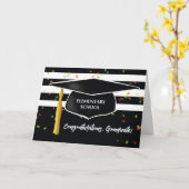 Abschluss Grundschule mit Oberteil Schwarz-weiß Karte (Gelbe Blume)