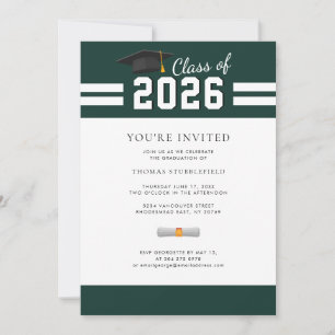 Abschluss Grüner Hochschulabsolvent 2026 Party Einladung