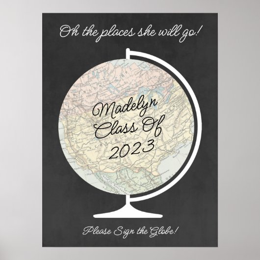 Abschluss Guest Book Alternative Map Poster (Vorne)