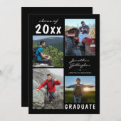 Abschluss Handgeschriebener Name 4 Fotocollage Sch Ankündigung (Vorne/Hinten)