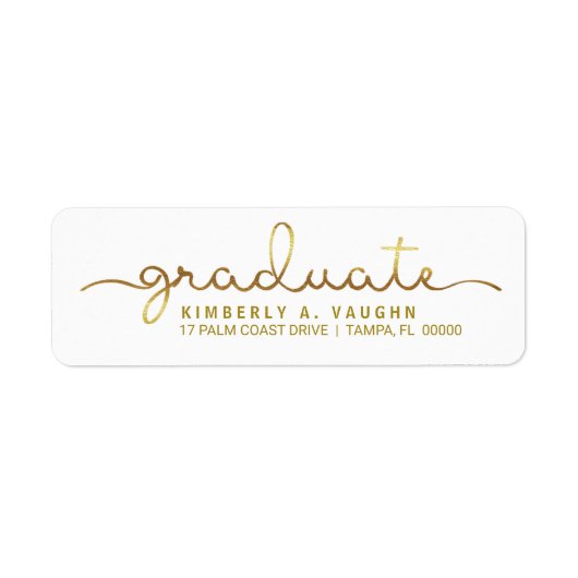 Abschluss Handgeschriebenes Gold Foil Look Script (Vorne)