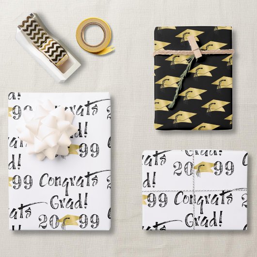 Abschluss Handschrift GLÜCKWÜNSCHE GRAD Geschenkpapier Set