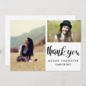 Abschluss handschriftlich Vielen Dank, zwei Foto Einladung (Vorne/Hinten)