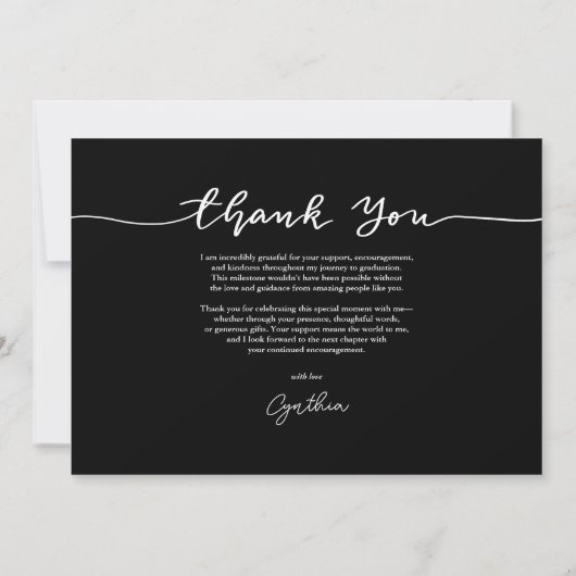 Abschluss Hat danke Ihnen Foto | Schwarz Einladung (Rückseite)