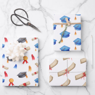 Abschluss hat Diplomaten und Medaillen-Muster Geschenkpapier Set