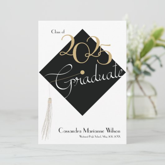 Abschluss Hat Elegant Ankündigung (Stehend Vorderseite)