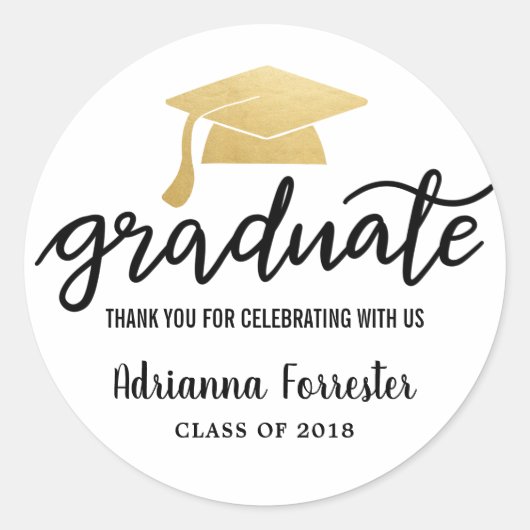 Abschluss Hat Imitats Gold Foil Vielen Dank Runder Aufkleber (Vorderseite)