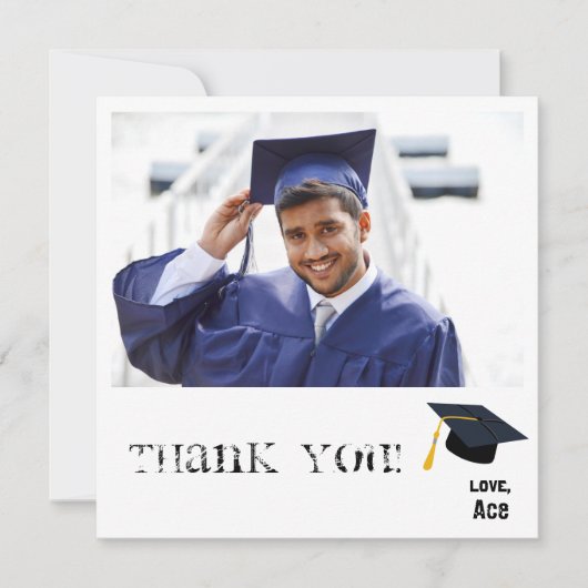 Abschluss Hat Instant 1-2 Foto & Dankeschön Karte  (Vorderseite)