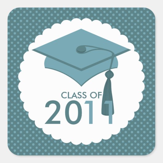 Abschluss Hat-Klasse von Stickern Quadratischer Aufkleber (Vorderseite)
