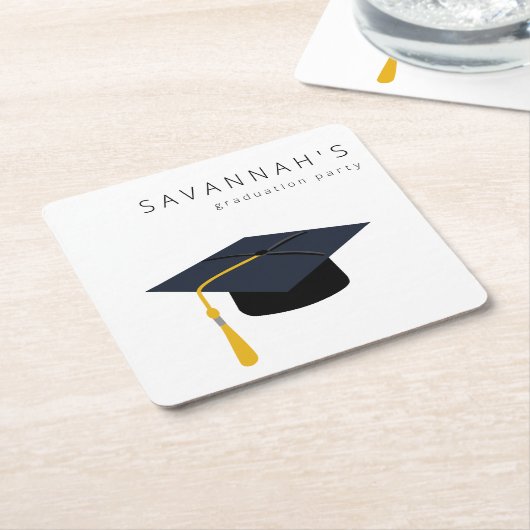Abschluss-Hat & Name-Party Rechteckiger Pappuntersetzer (angewinkelt)