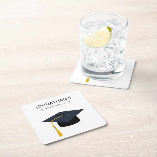 Abschluss Hat & Name Party V2 Rechteckiger Pappuntersetzer (Vor Ort)