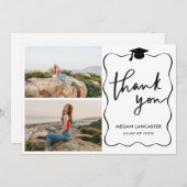 Abschluss Hat Ribbon Frame Vielen Dank | Skript Dankeskarte (Vorne/Hinten)