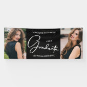 Abschluss Herzlichen Glückwunsch Black Modern Foto Banner (Horizontal)