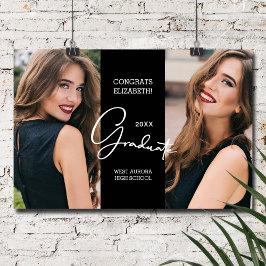 Abschluss Herzlichen Glückwunsch Black Modern Foto Poster