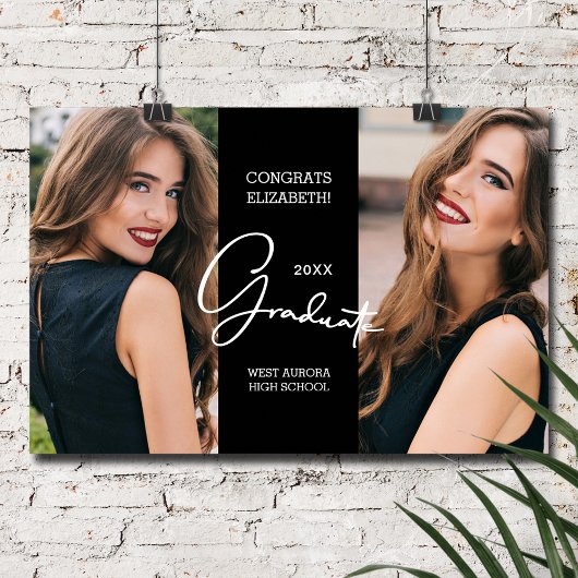 Abschluss Herzlichen Glückwunsch Black Modern Foto Poster