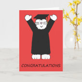 Abschluss Herzlichen Glückwunsch Cartoon Cat Karte (Gelbe Blume)