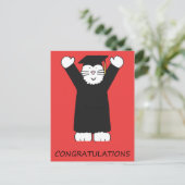 Abschluss Herzlichen Glückwunsch Cartoon Cat Postkarte (Stehend Vorderseite)