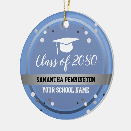 Abschluss Herzlichen Glückwunsch Confetti blau Keramik Ornament (Links)