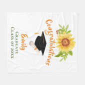 Abschluss Herzlichen Glückwunsch Floral Sunflower Fleecedecke (Vorderseite (Horizontal))