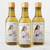 Abschluss Herzlichen Glückwunsch Foto Black Script Weinetikett (Flaschen)