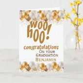 Abschluss Herzlichen Glückwunsch Gold Balloon Karte (Gelbe Blume)