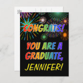 Abschluss Herzlichen Glückwunsch + Individuelle Na Postkarte (Vorne/Hinten)