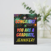 Abschluss Herzlichen Glückwunsch + Individuelle Na Postkarte (Stehend Vorderseite)