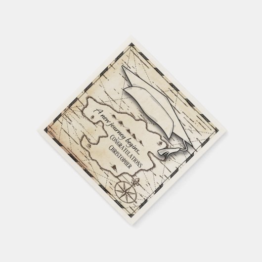 Abschluss Herzlichen Glückwunsch Monogram Compass Serviette (Ecke)