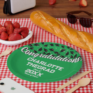 Abschluss Herzlichen Glückwunsch Persönliches Grün Pappteller