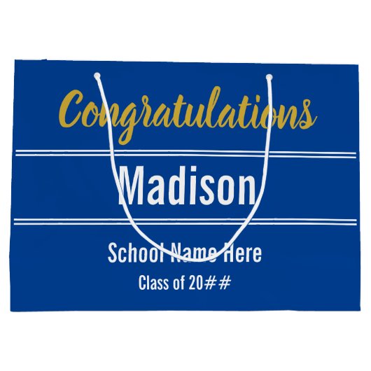 Abschluss Herzlichen Glückwunsch zu Blau und Weiß Große Geschenktüte (Rückseite)