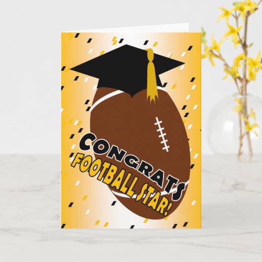 Abschluss Herzlichen Glückwunsch zu einem Fußballs Karte (Gelbe Blume)