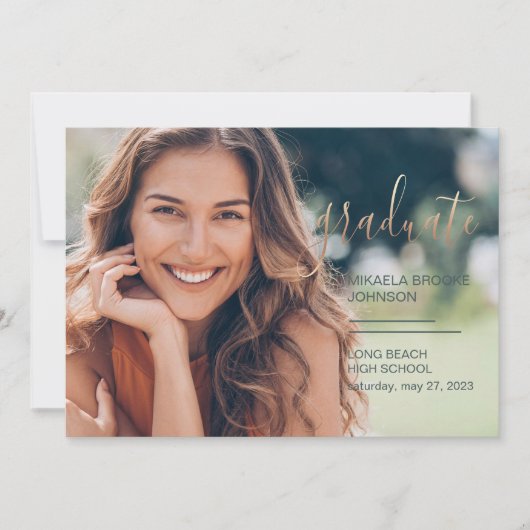 Abschluss High School Foto Party Ankündigung (Vorderseite)