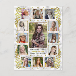 Abschluss High School FotoCollage | Goldmarmor Ankündigungspostkarte
