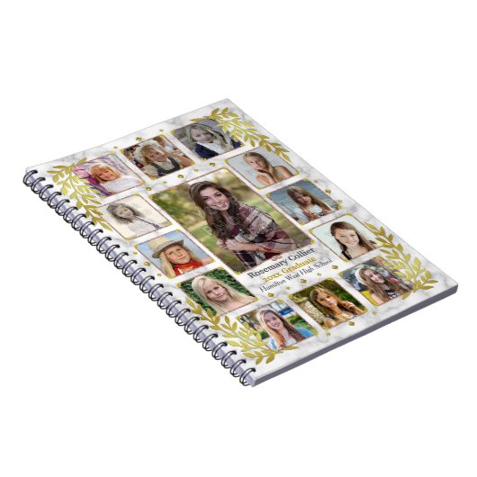 Abschluss High School FotoCollage | Goldmarmor Notizblock (Rechte Seite)