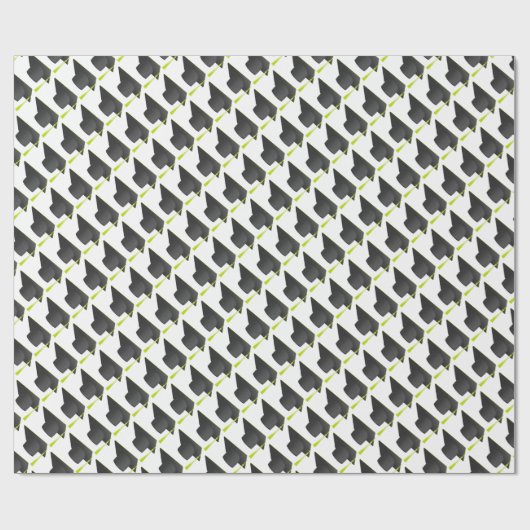 Abschluss High School, Uni Black Cap Muster Geschenkpapier (Flach)