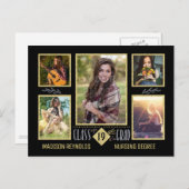 Abschluss High School Uni Grad Foto Collage Ankündigungspostkarte (Vorne/Hinten)