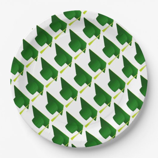 Abschluss High School, Uni Green Cap Muster Pappteller (Vorderseite)
