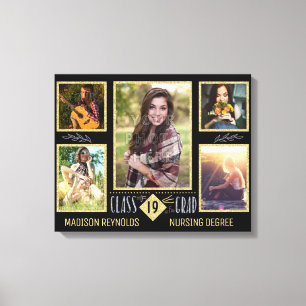 Abschluss-Highschool Uni-Absolvent-Foto-Collage Leinwanddruck