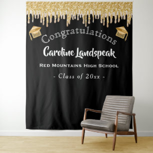 Abschluss-Hintergrund Latte Gold Glittertropfen Wandteppich