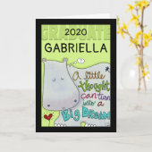 Abschluss, Hippo mit Jahr und Name Karte (Gelbe Blume)