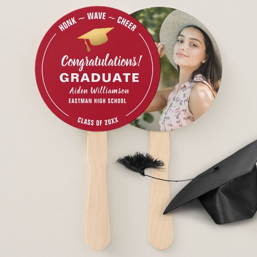 Abschluss Honk Wave Gold Grad Cap Custom Foto Fächer