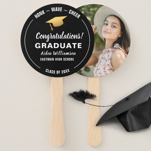 Abschluss Honk Wave Gold Grad Cap Custom Foto Fächer