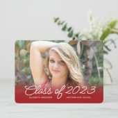 Abschluss Horizontal Foto Skript rot Einladung (Stehend Vorderseite)