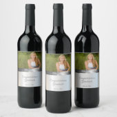 Abschluss Hübsch Silver Satin Silber Seide Weinetikett (Flaschen)