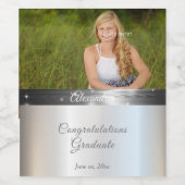 Abschluss Hübsch Silver Satin Silber Seide Weinetikett (Einzelnes Label)