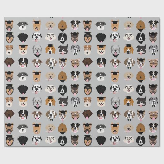 Abschluss Hund-Gesicht Geschenkpapier (Flach)