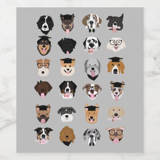 Abschluss Hund-Gesicht Weinetikett (Einzelnes Label)